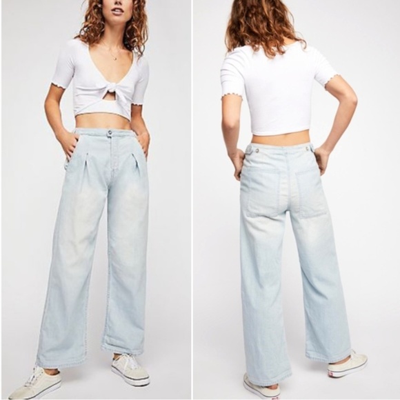 Free People Denim - NWOT FREE PEOPLE High Waist Wide-Leg Trouser Jeans